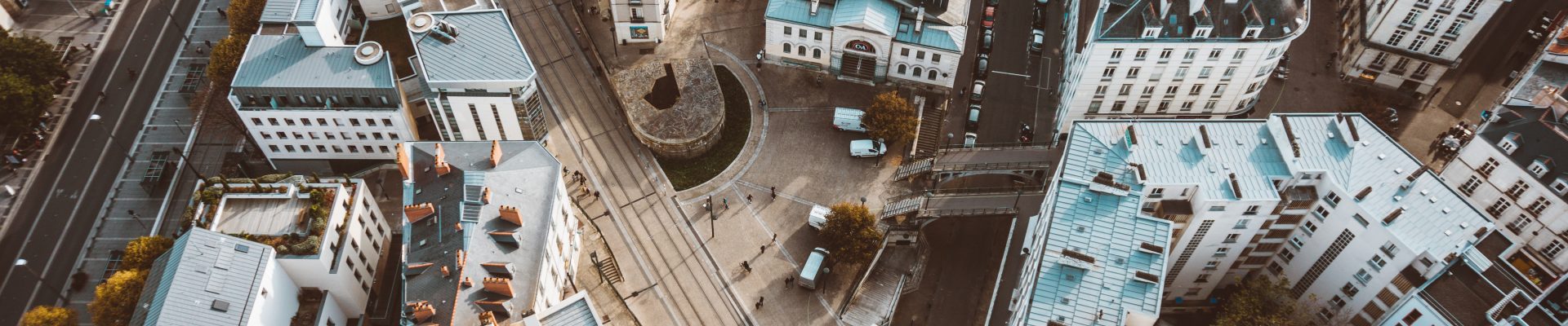 Vue aérienne d'un quartier de Nantes