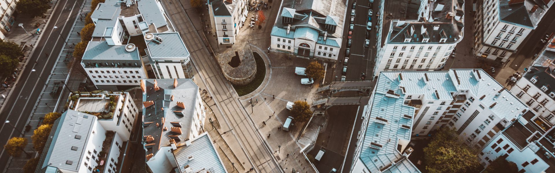 Vue aérienne d'un quartier de Nantes