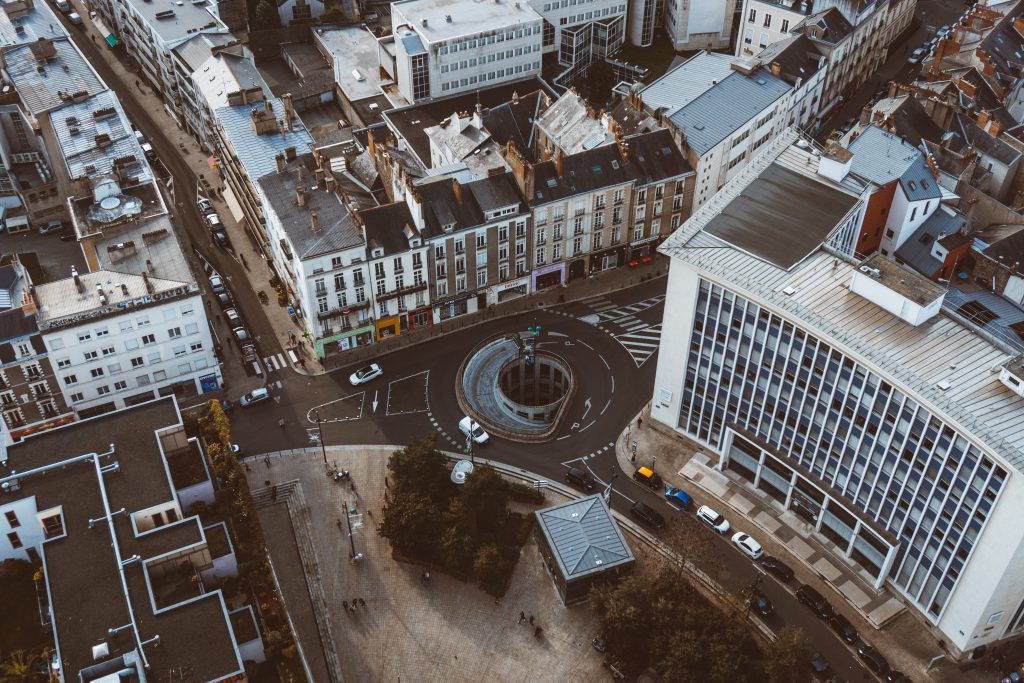 Vue aérienne d'un quartier de Nantes